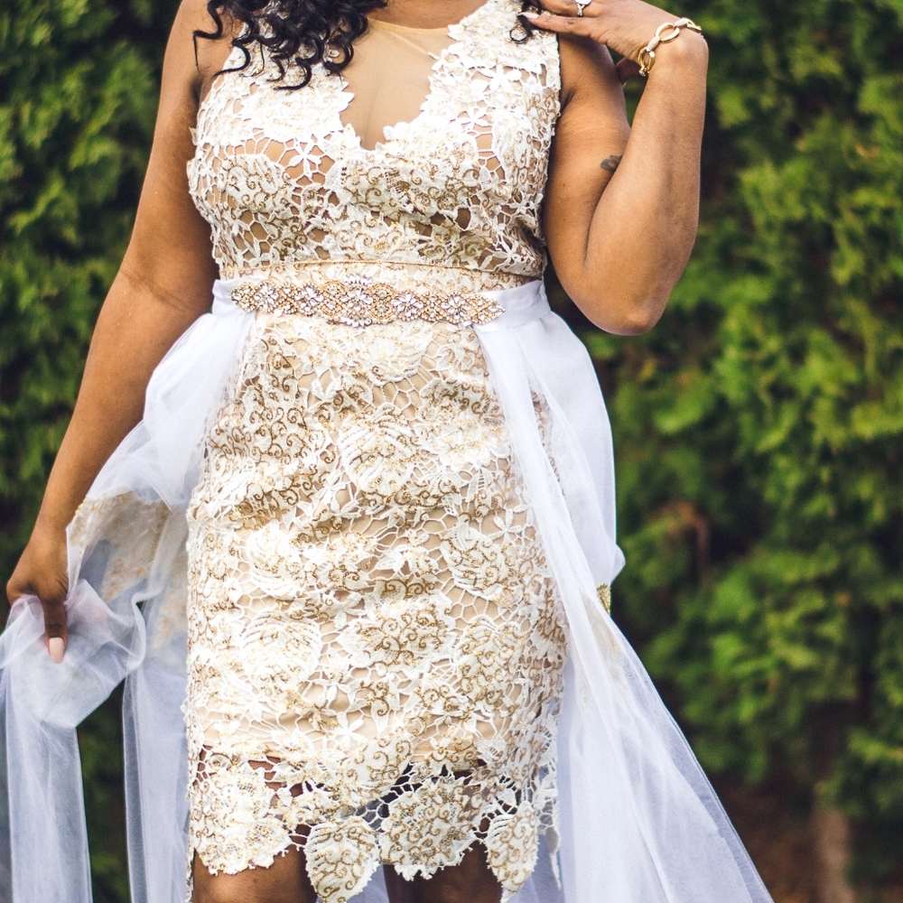 Charlotte Russe White and Gold dress size xl
